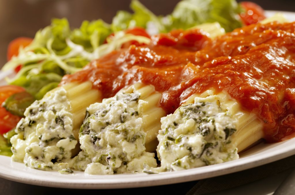 Stuffed Manicotti with Ricotta and Spinich Manini's, LLC